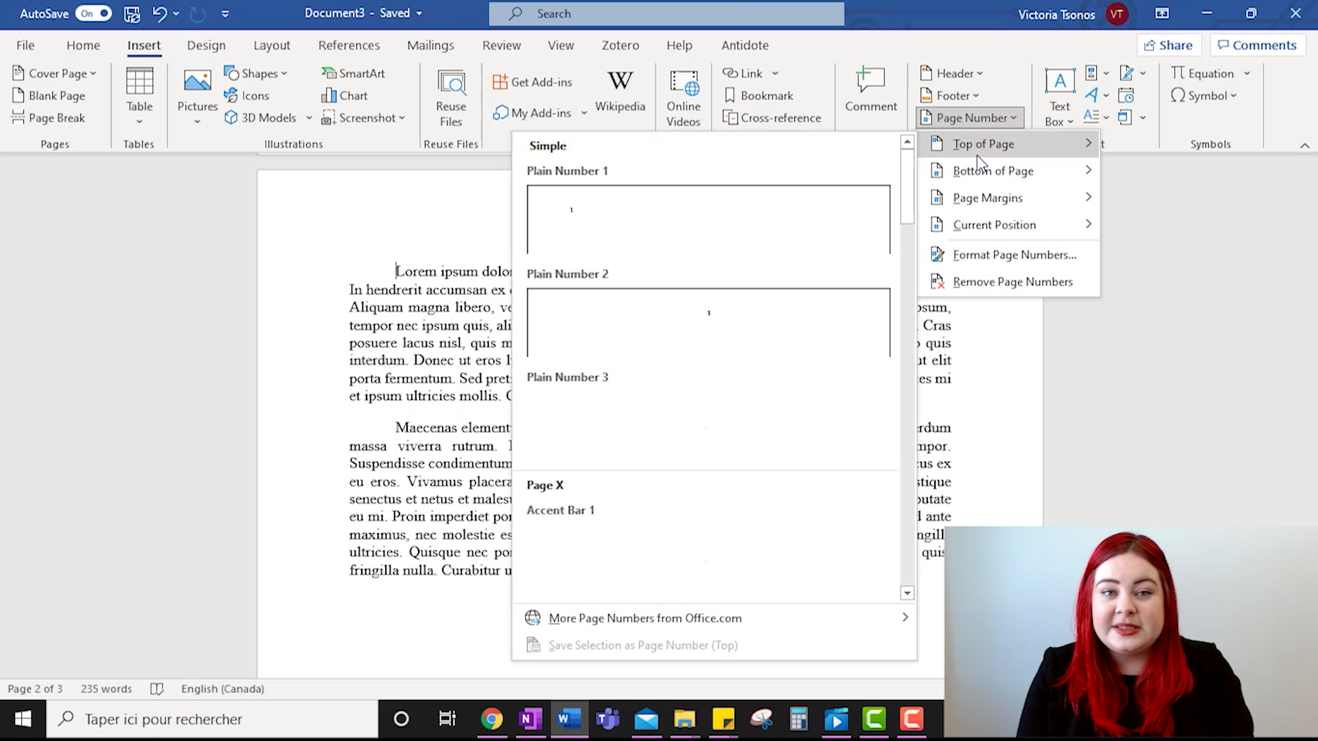 Page Numbers in Word thumbnail